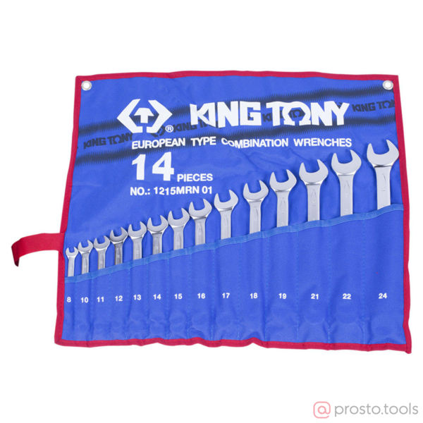 Изображение Набор ключей комб. 8-24мм 14шт. чехол из теторона //KING TONY