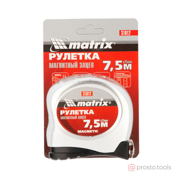 Изображение Рулетка 7,5м*25мм магнитный зацеп "MAGNETIC" //MATRIX