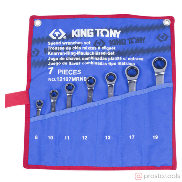 Изображение Набор ключей комб. с трещ. 8-19мм 7шт. чехол //KING TONY