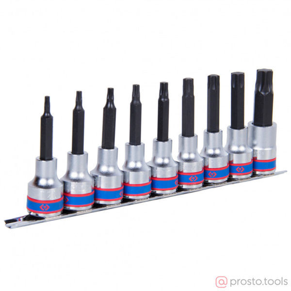 Изображение Набор головок со вставкой 1/2" TORX Т20-Т60 L=80мм 9 пред. //KING TONY