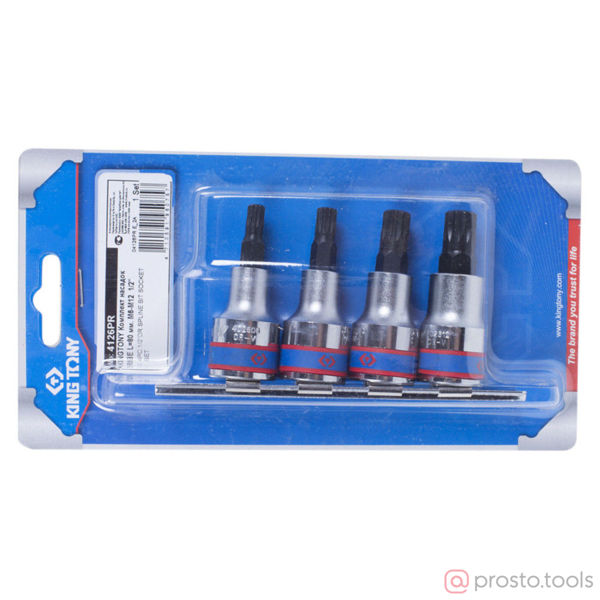 Изображение Набор головок со вставкой 1/2" SPLINE М6-М12 L = 80 мм 4 предмета //KING TONY