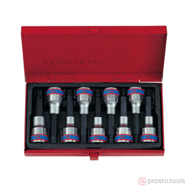 Изображение Набор головок со вставкой 1/2" TORX Т20-Т60 L=80мм 9 пред. //KING TONY