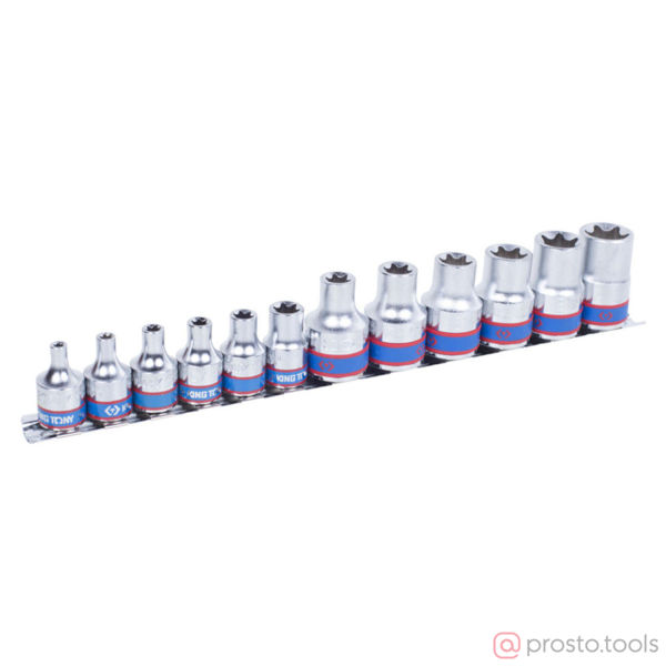 Изображение Набор головок 1/2"&3/8" Е4-Е20 TORX Е-стандарт 12 предметов //KING TONY