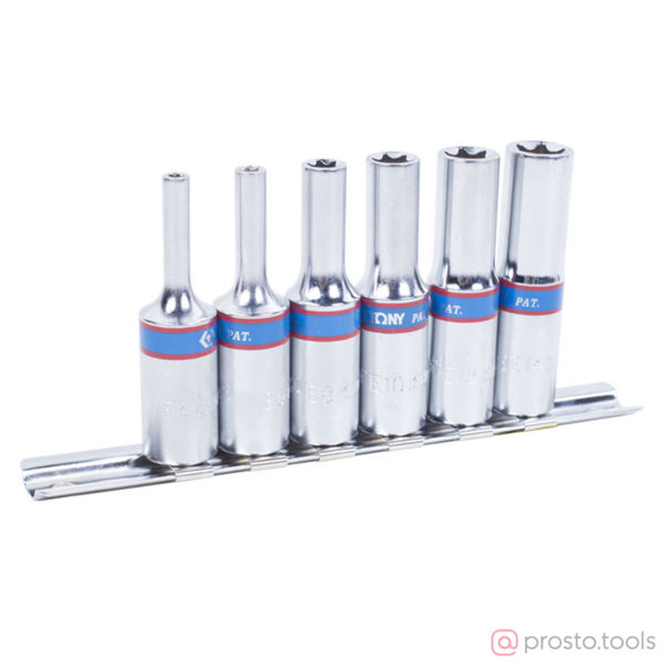 Изображение Набор головок со вставкой 3/8" Е4-Е14 глубокие TORX Е-стандарт 6 предметов //KING TONY