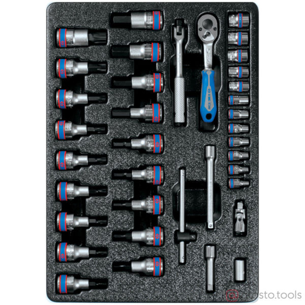 Изображение Набор головок 1/4" 4-13 мм торцевые насадки HEX и TORX 37 предметов //KING TONY