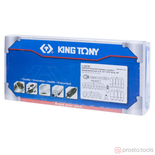 Изображение Набор головок 3/8" 1/4"-13/16" 12-гран. 26 предметов //KING TONY