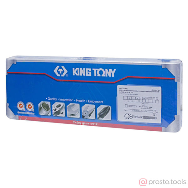 Изображение Набор головок 1/2" 10-24 мм 6-гран. 14 предметов //KING TONY (ПОД ЗАКАЗ)