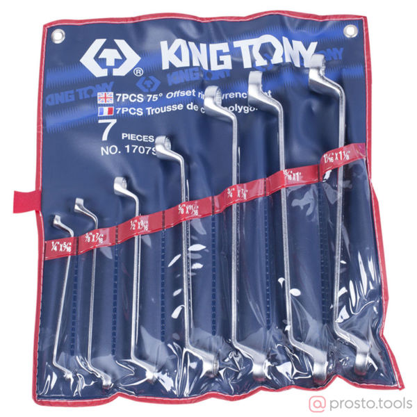 Изображение Набор ключей кольцевых двуст. колен. 1/4"-9/8" 7шт. //KING TONY