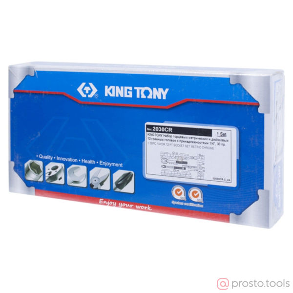 Изображение Набор головок 1/4" 4-12 мм 5/32"-1/2" 12-гран. 30 предметов //KING TONY