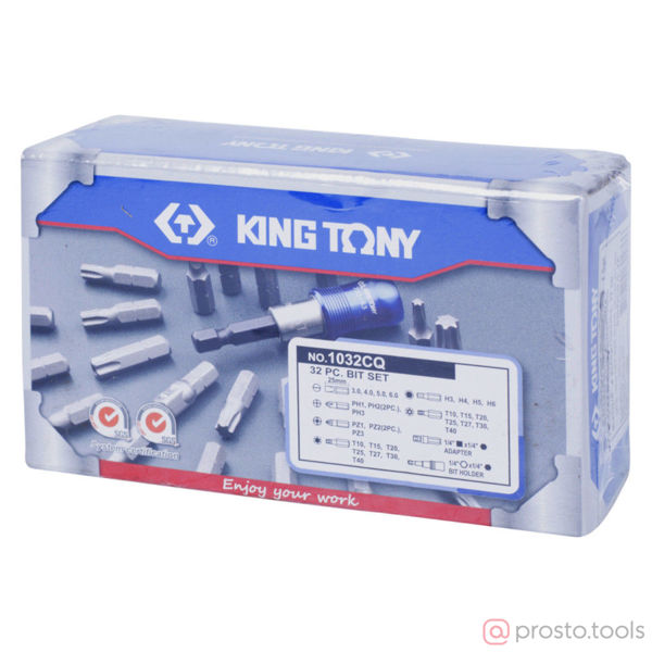 Изображение Набор вставок (бит) 1/4" TORX, HEX, PZ, PH, SLOT, 32пр. //KING TONY