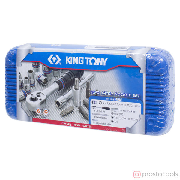 Изображение Набор головок 1/4" 4-13 мм 6-гран. 25 предметов //KING TONY