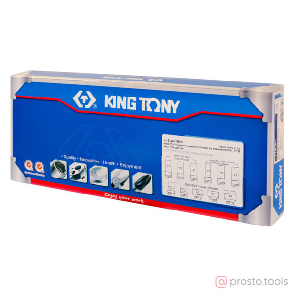 Изображение Набор головок ударных 1/2" 17-36 мм 6-гран. 11 предметов //KING TONY