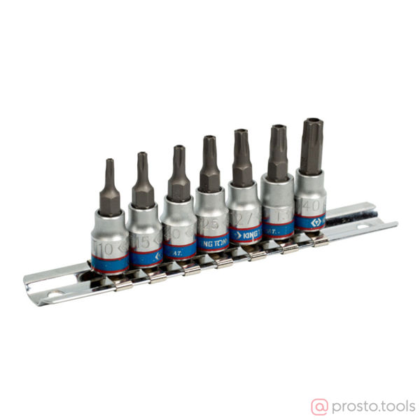 Изображение Набор головок со вставкой 1/4" TORX Т10-Т40 мм L = 37 мм 7 предметов //KING TONY