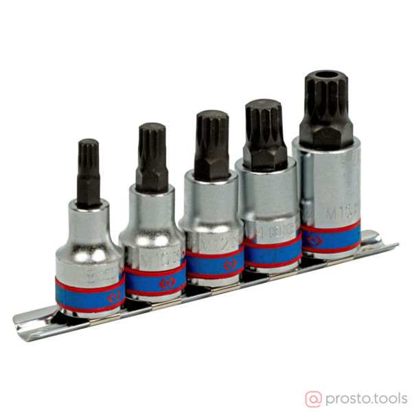 Изображение Набор головок со вставкой 1/2" SPLINE М8-М16 5 предметов //KING TONY