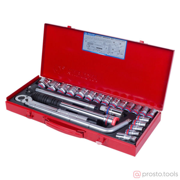 Изображение Набор головок 1/2" 3/8"-1-1/4" 12-гран. 24 предметов //KING TONY