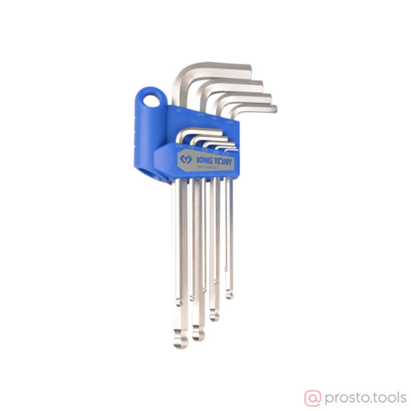Изображение Набор ключей имбусовых HEX 1/16"-3/8" 9шт. с шарововым окончанием (KING TONY)