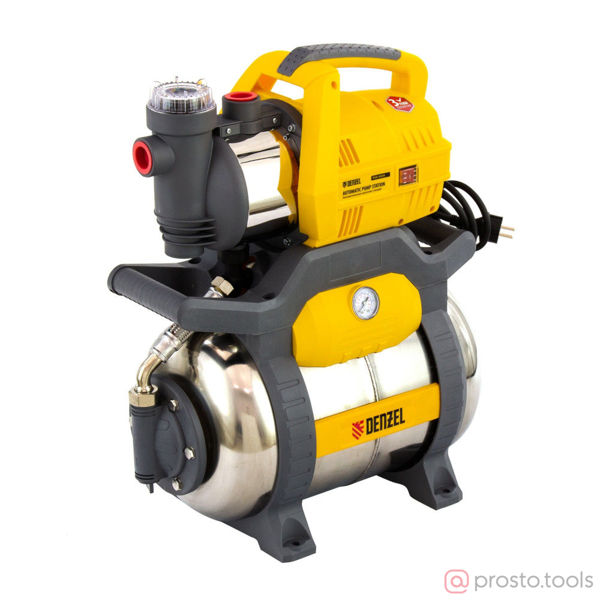 Изображение Насосная станция PSХ950X, 950 Вт, 3300 л/ч, ресивер 24 л, подъем 38 м, нержавейка// Denzel