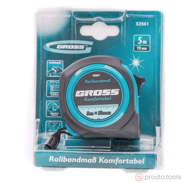 Изображение Рулетка 5м*19мм Komfortabel, обрезиненный корпус //GROSS