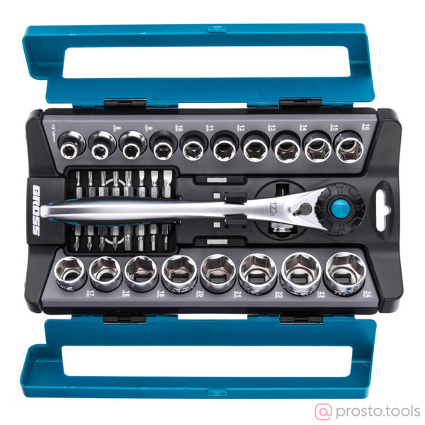 Изображение Набор головок 1/2" 8-24 мм трещотка 120 зубьев 36 предметов CrV //GROSS