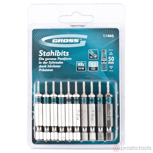Изображение Набор бит TORX 6х50, сталь S2, 10 шт.// Gross