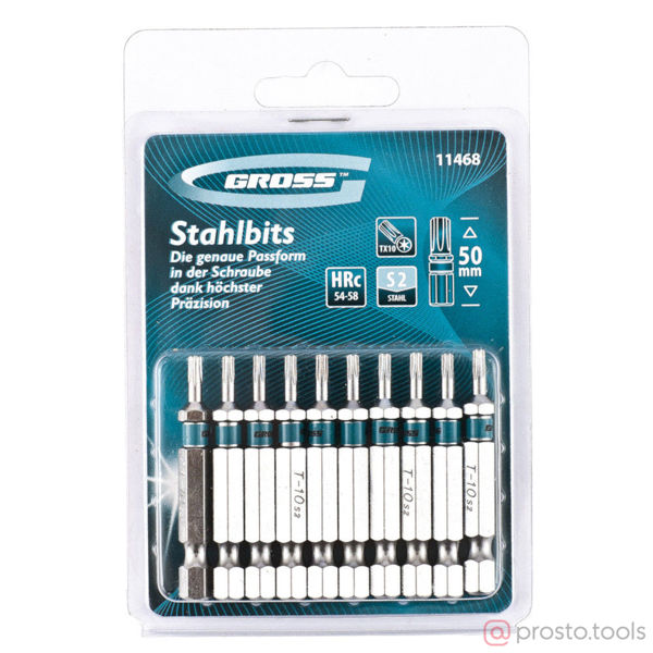 Изображение Набор бит TORX 10х50, сталь S2, 10 шт.// Gross