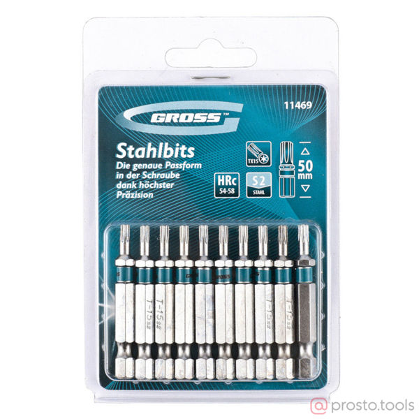 Изображение Набор бит TORX 15х50, сталь S2, 10 шт.// Gross