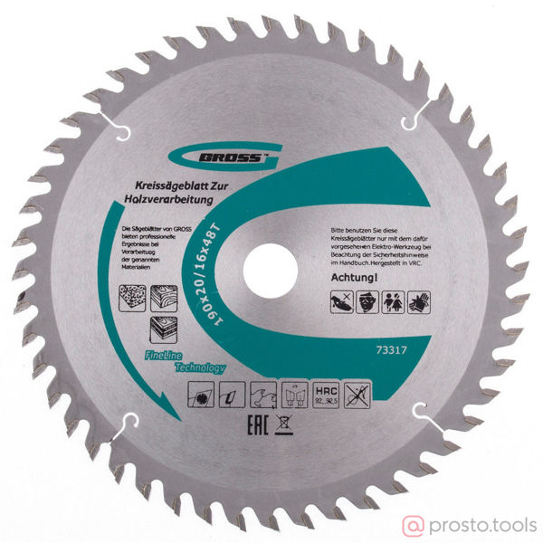 Изображение Диск пильный 190х20/16 z48 //GROSS