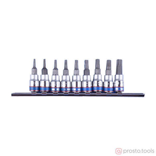 Изображение Набор головок со вставкой 1/4" TORX Т8-Т40 мм L = 37 мм 9 предметов //KING TONY