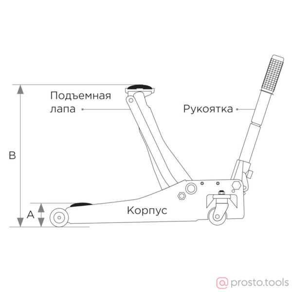 Изображение Домкрат подкатной гидравлический 3т 75-515мм, низкопрофильный //KING TONY