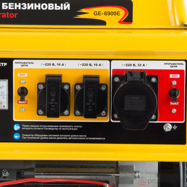 Изображение Генератор бенз. 5,5кВт GE 6900E, 5,5 кВт, 220В/50Гц, 25 л, электростартер //DENZEL