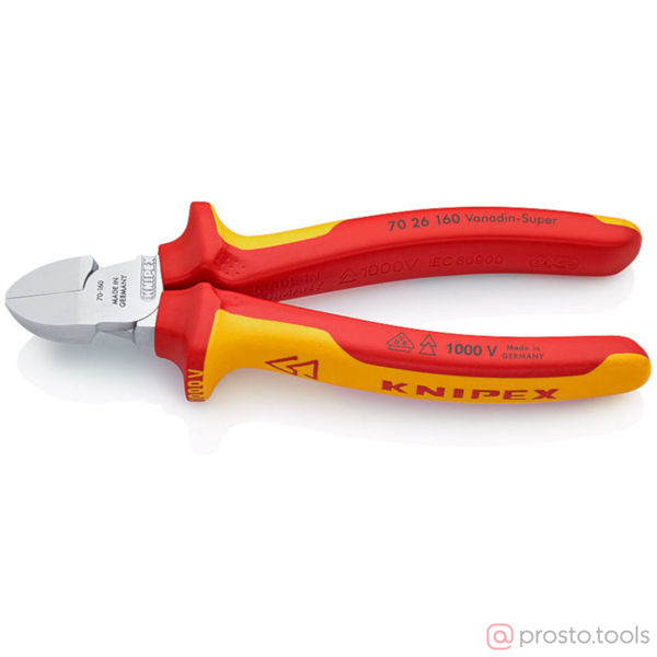 Изображение Кусачки боковые 160 мм до 1000В хромированные //KNIPEX