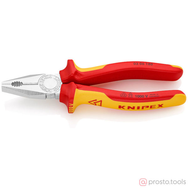 Изображение Плоскогубцы 180 мм до 1000В комбинированные хромированные //KNIPEX
