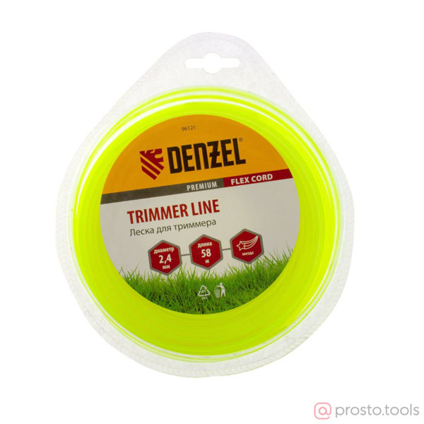 Изображение Леска для триммера 2,4мм 58м звезда FLEX CORD //DENZEL