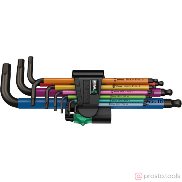 Изображение Набор ключей имбусовых HEX 1,5-10 с шаром Multicolour //WERA