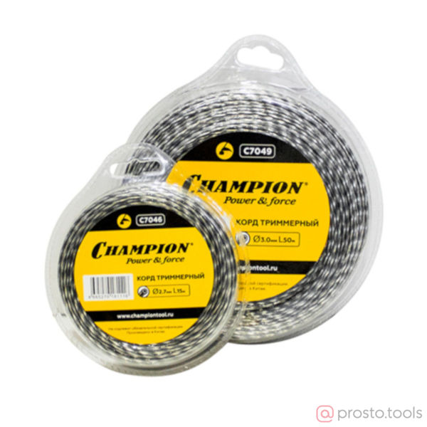 Изображение Леска для триммера 2,7мм 60м витой Tri-twist //CHAMPION