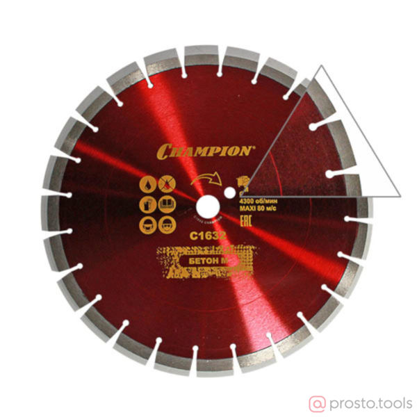 Изображение Диск алмазный CHAMPION бетон M 350/25,4/12 (старый бетон, ж/б с наполн.сред.тв)