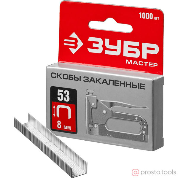 Изображение Скобы тип 53, 8 мм, закаленные, ЗУБР "МАСТЕР" 31625-08, 1000 шт