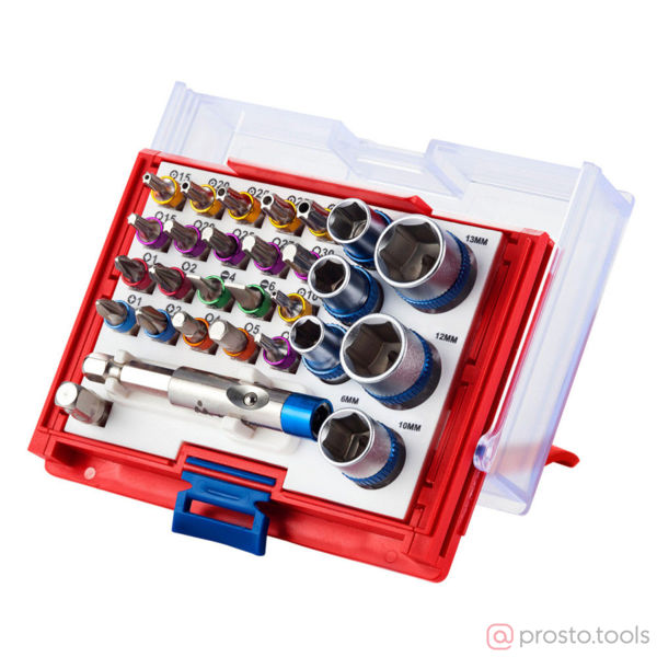 Изображение Набор вставок (бит) 1/4" TORX, HEX, PZ, PH, SLOT, 28 пред. (МАСТАК)
