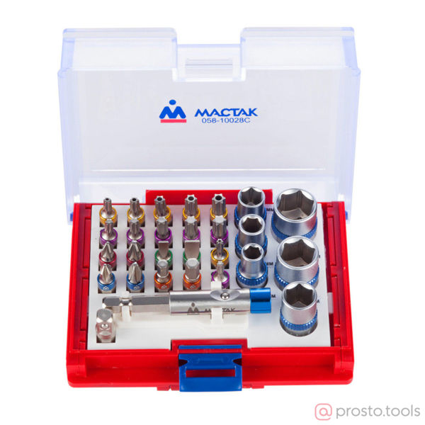 Изображение Набор вставок (бит) 1/4" TORX, HEX, PZ, PH, SLOT, 28 пред. (МАСТАК)