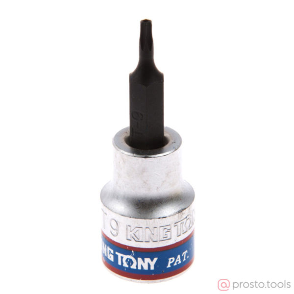 Изображение Головка торц. 3/8" T9 TORX Tampered L= 50мм с отверстием (KING TONY)