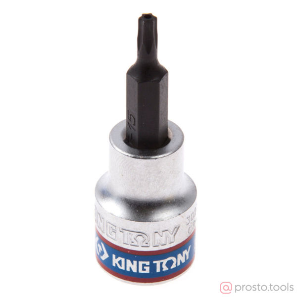 Изображение Головка торц. 3/8" T15 TORX Tampered L= 50мм с отверстием (KING TONY)