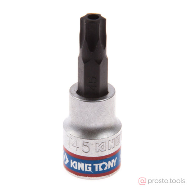 Изображение Головка торц. 3/8" T45 TORX Tampered L= 40мм с отверстием (KING TONY)
