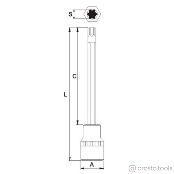 Изображение Головка со вставкой TORX 1/2" T40 длина 200мм //JTC