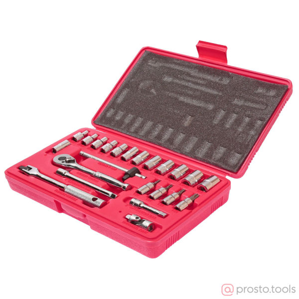 Изображение Набор головок торцевых 6-гранных и насадок 1/4" 5/32"-1/2", T20-T40 (в кейсе) 23 предмета JTC /1