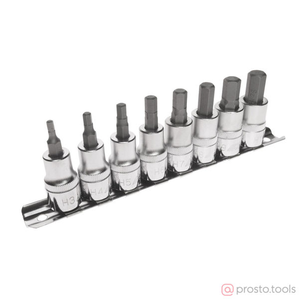 Изображение Набор головок торцевых с насадкой HEX 3/8" H3-H10, 8 предметов JTC /1