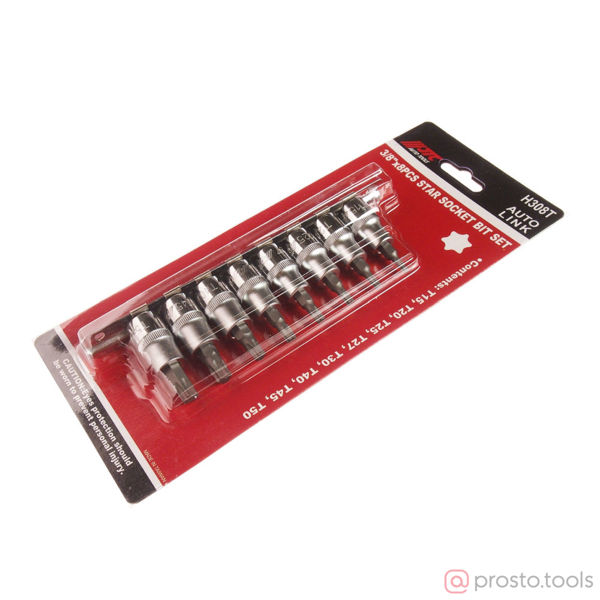 Изображение Набор головок торцевых с насадкой TORX 3/8" T15-T50, 8 предметов JTC /1
