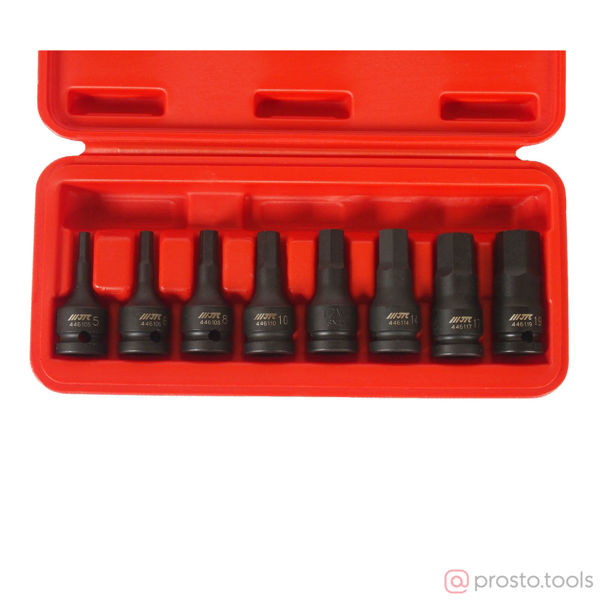 Изображение Набор головок ударных HEX 1/2" H5-19мм, длина 60мм (в кейсе) 8 предметов JTC /1