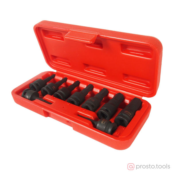 Изображение Набор головок ударных HEX 3/8" H3-14мм, длина 52мм (в кейсе) 9 предметов JTC /1
