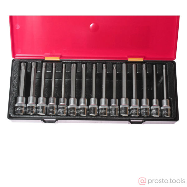 Изображение Набор головок с насадкой TORX, HEX, SPLINE 1/2" (в кейсе) 15шт JTC /1