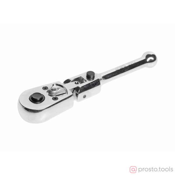 Изображение Трещотка укороченная 1/4" 45-зубцовая на шарнире с фиксацией, с металлической рукояткой, длина 124мм